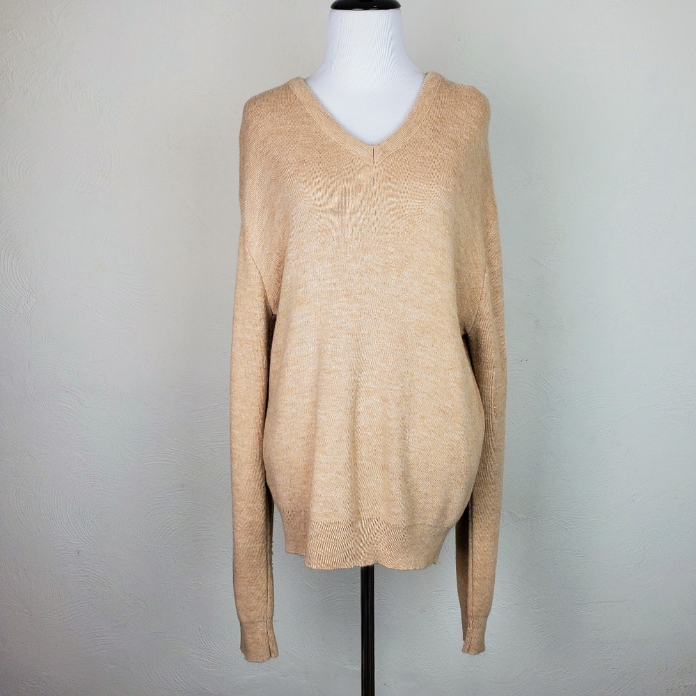 Jantzen Sweater Vintage Tan Orlon Knit Fall Winter Cozy Neutral Boho Minimalist